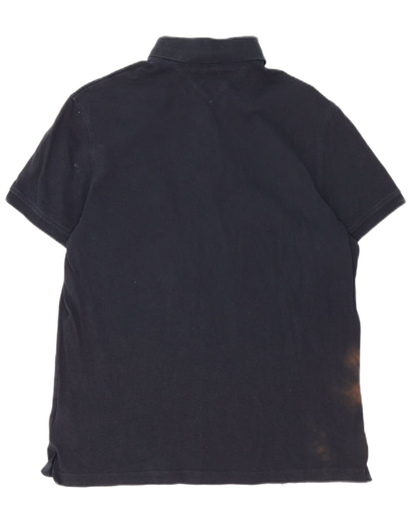 Tommy Hilfiger Polo coupe classique pour homme en coton bleu marine Large