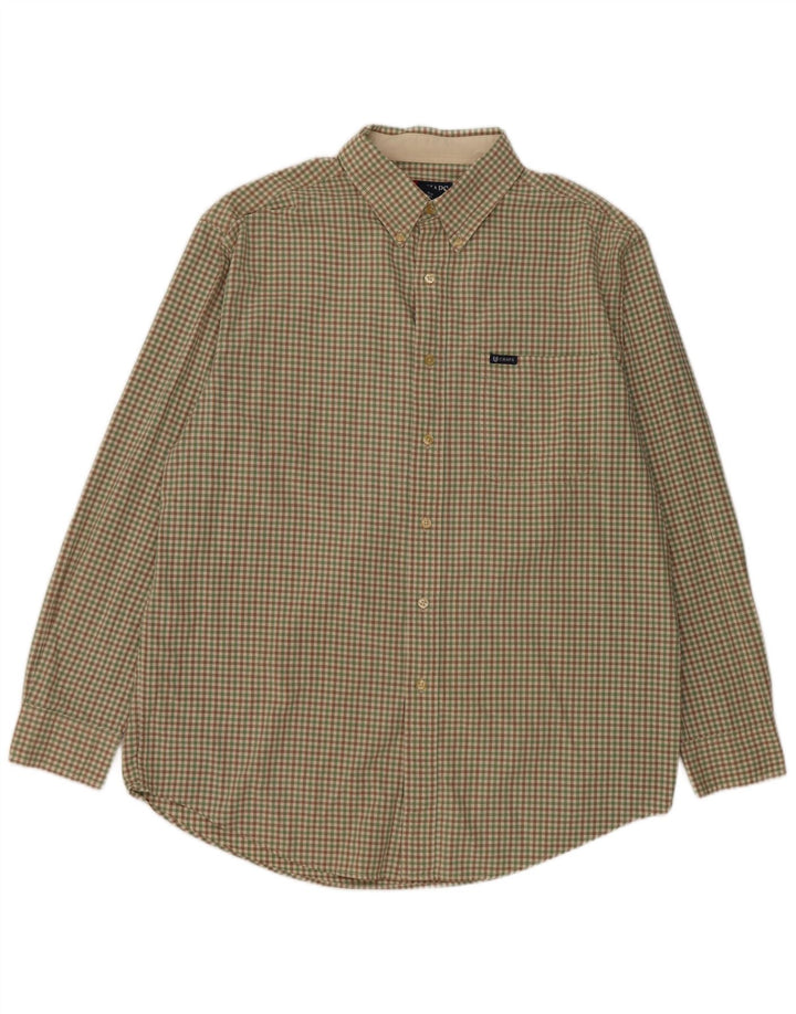 Chaps Chemise Homme Grand Vichy Vert Coton