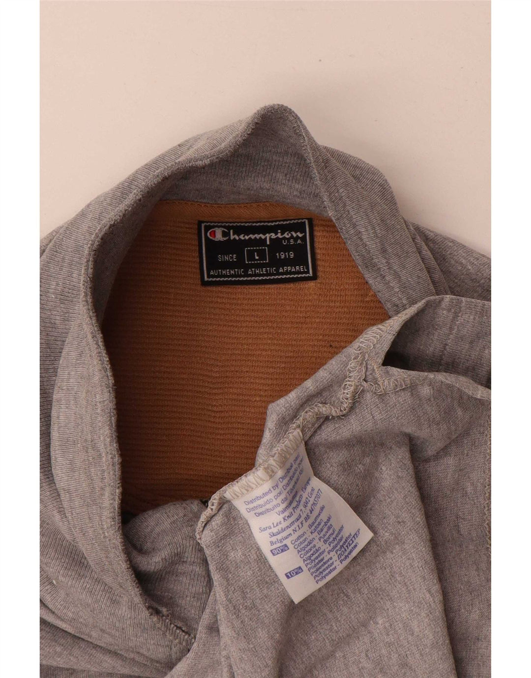 Champion Haut à col zippé à manches longues pour homme en coton gris Taille L