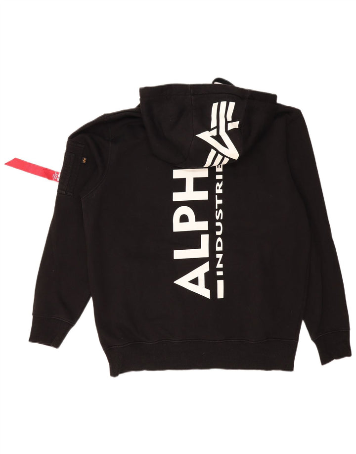 ALPHA INDUSTRIES Pull à capuche graphique pour homme XL en coton noir