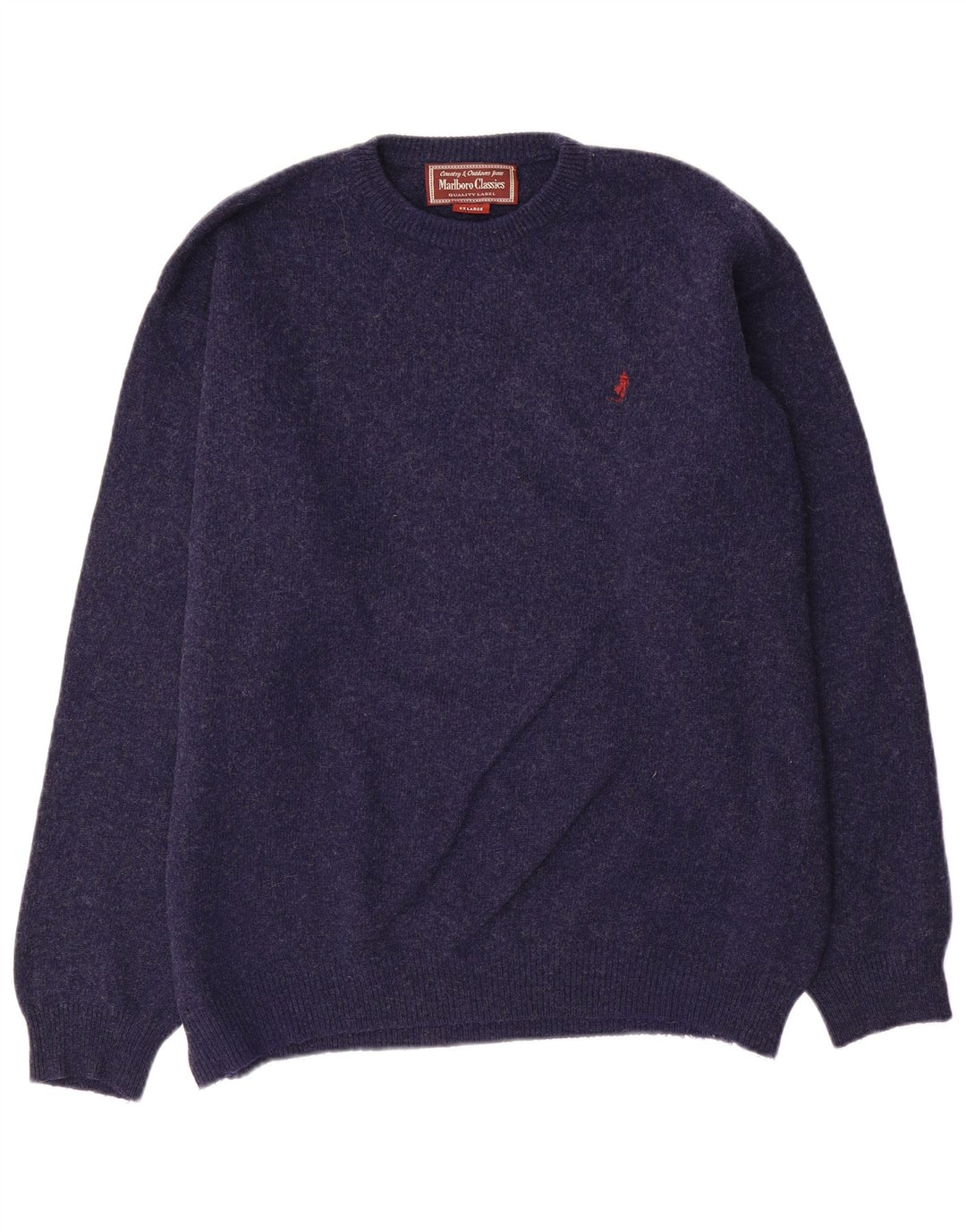 Marlboro Classics Pull à col rond pour homme 2XL en laine bleu marine