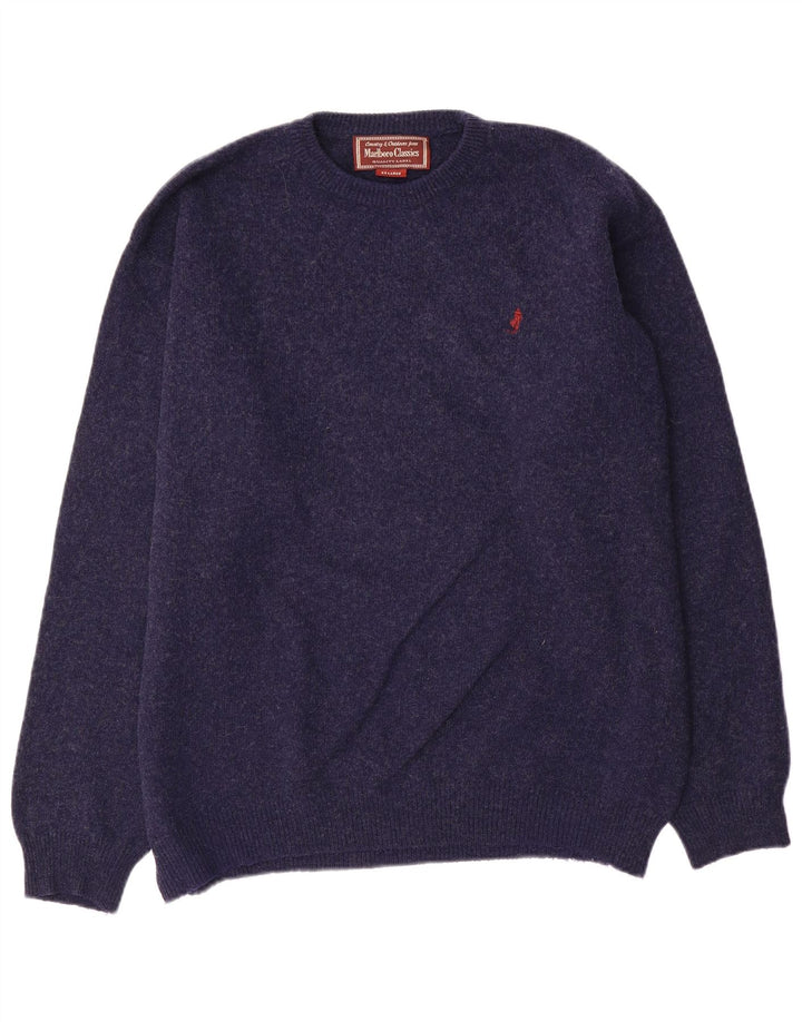 Marlboro Classics Pull à col rond pour homme 2XL en laine bleu marine