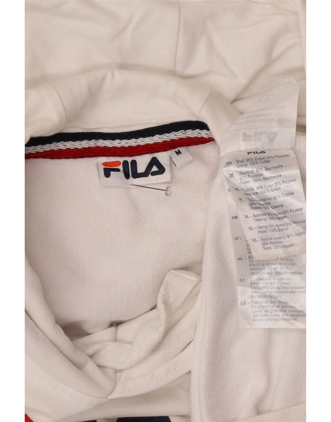 FILA Mens Graphic Hoodie Jumper Medium White Cotton