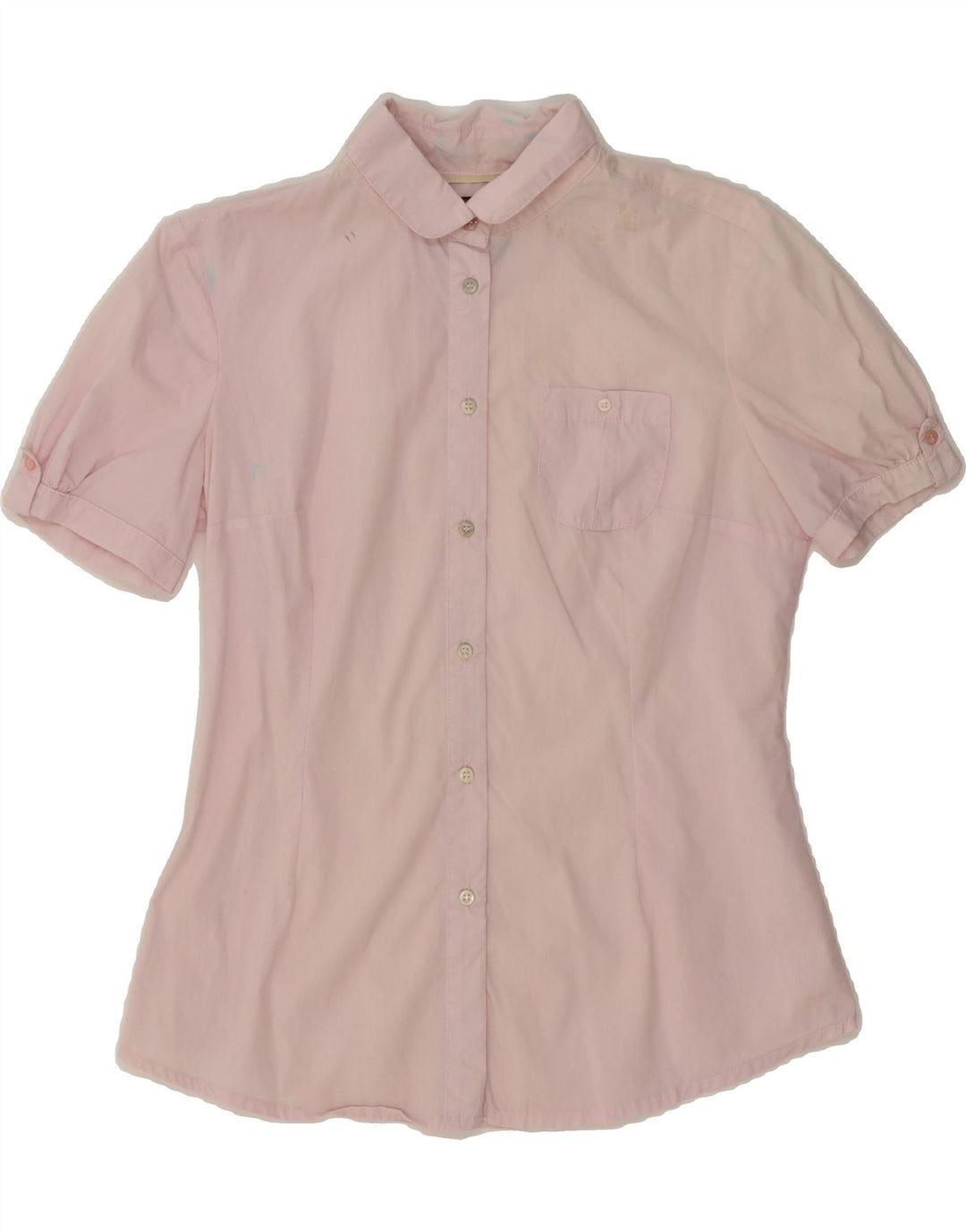 WOOLRICH Womens Short Sleeve Shirt UK 12 Medium Pink Vintage Woolrich and Second-Hand Woolrich from Messina Hembry 