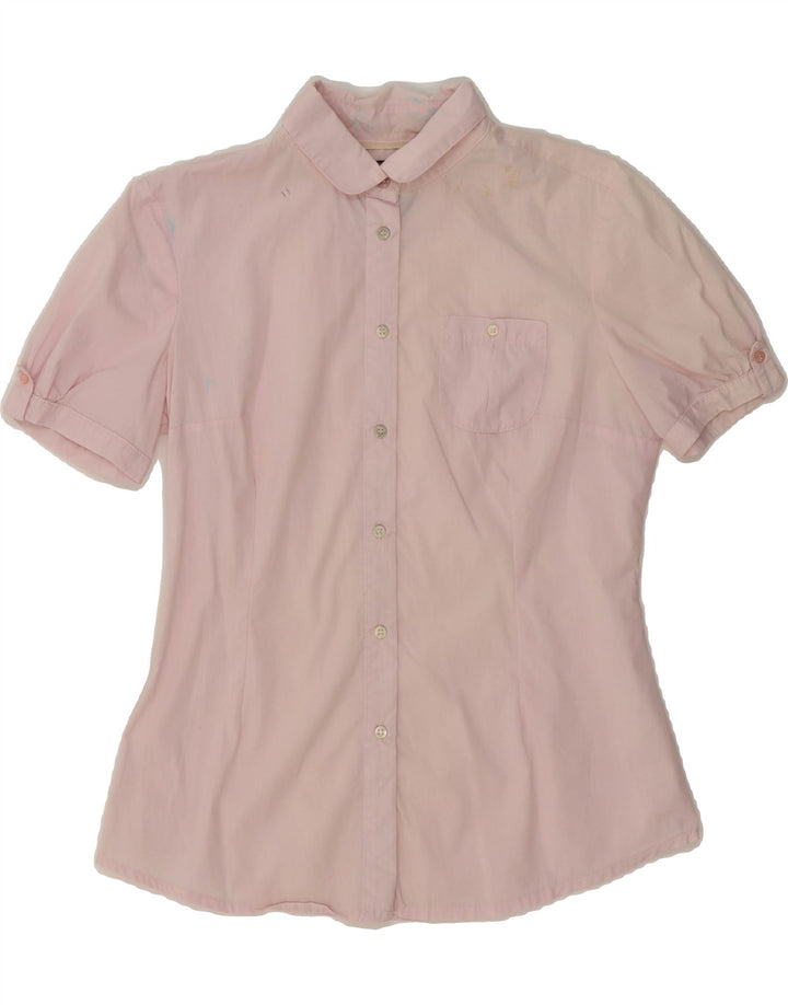 WOOLRICH Womens Short Sleeve Shirt UK 12 Medium Pink Vintage Woolrich and Second-Hand Woolrich from Messina Hembry 