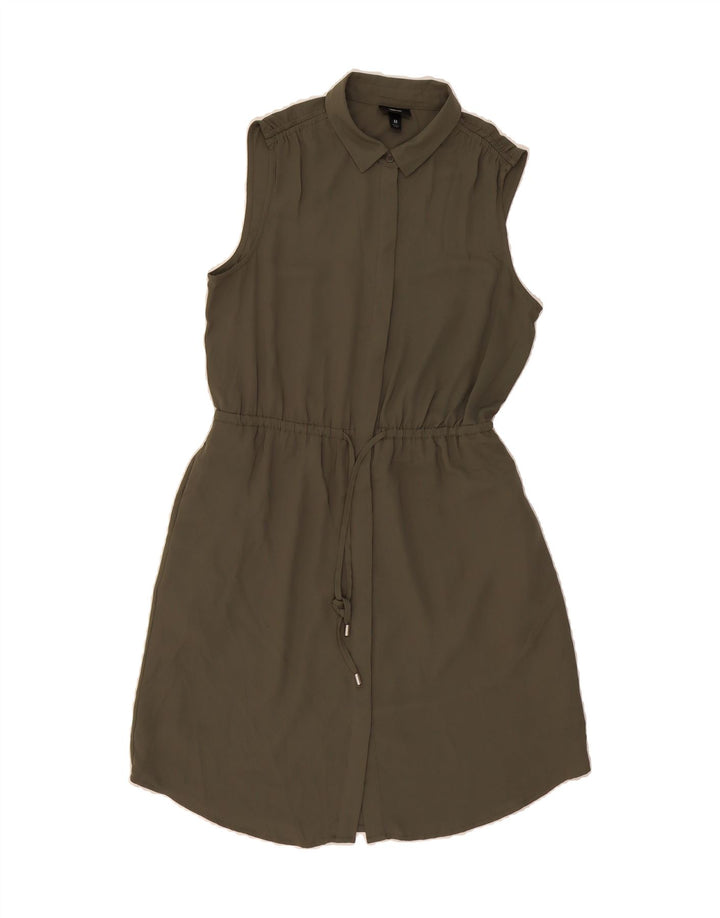 MOSSIMO Womens Sleeveless Shirt Dress UK 14 Medium Khaki Polyester Vintage Mossimo and Second-Hand Mossimo from Messina Hembry 