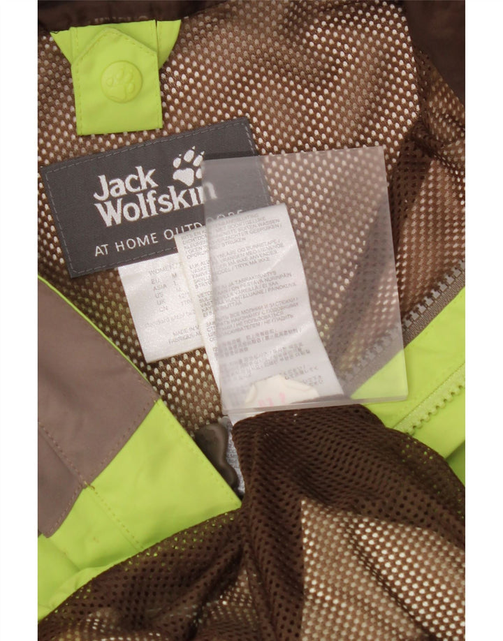JACK WOLFSKIN Veste de pluie à capuche pour femme UK 12/14 Vert moyen Colourblock