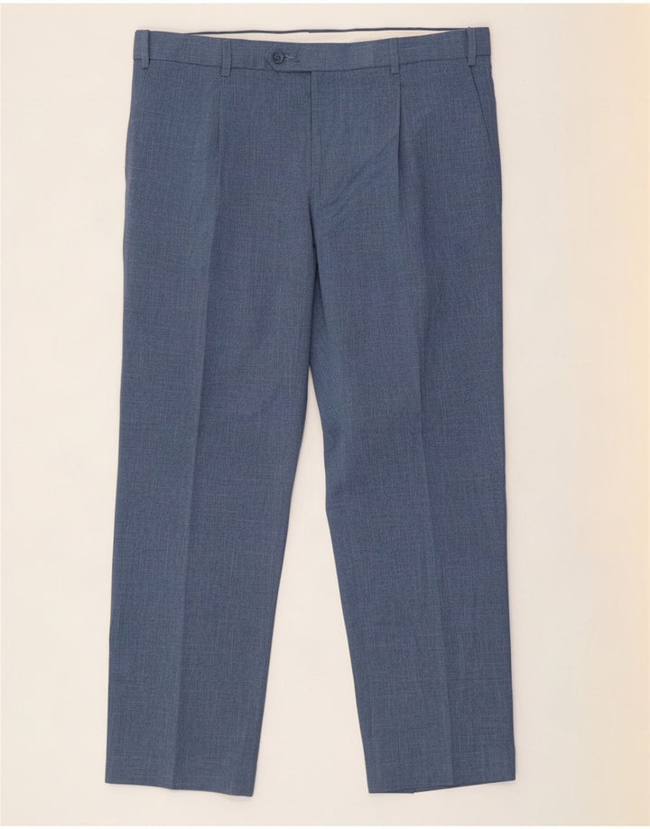 Marks & Spencer Pantalon de costume coupe classique pour homme W38 L31 Bleu Polyester