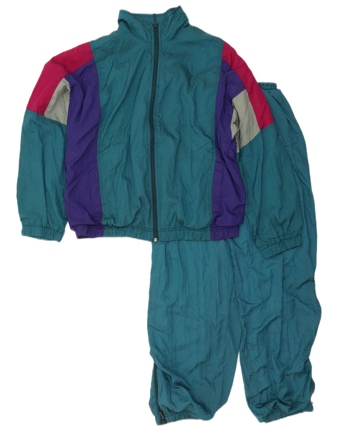 vintage Mens Loose Fit Full Survêtement IT 48/50 Bleu Moyen Colourblock