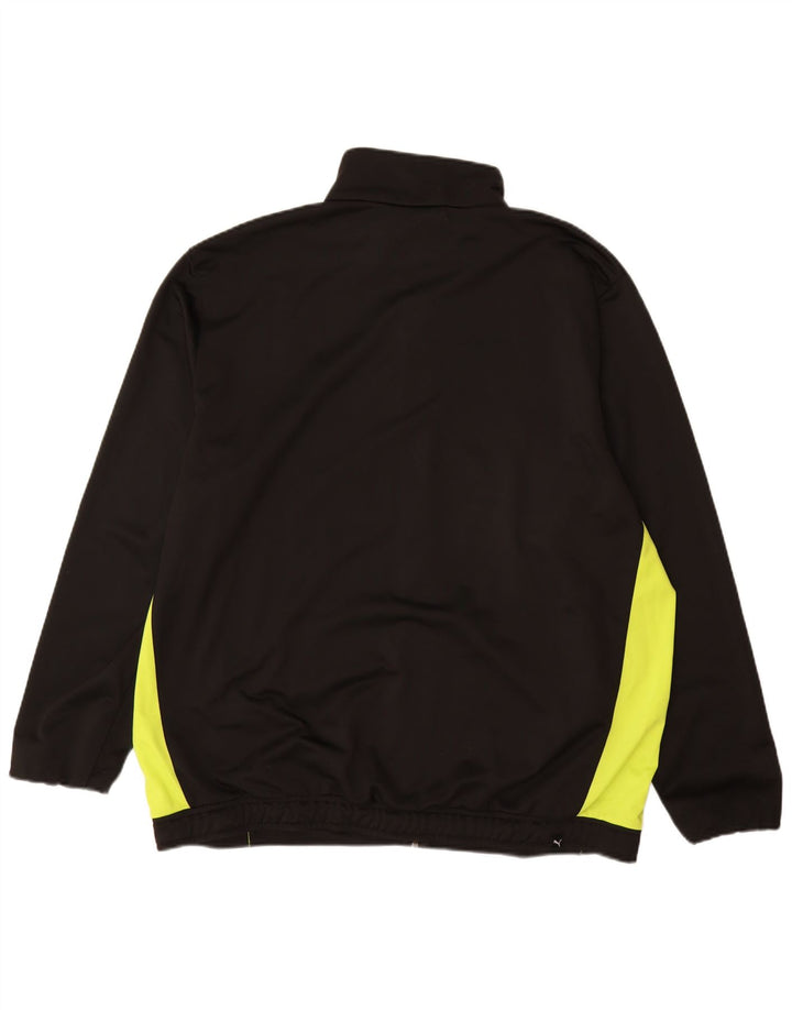 PUMA Mens Graphic Tracksuit Top Jacket 2XL Black Colourblock Polyester