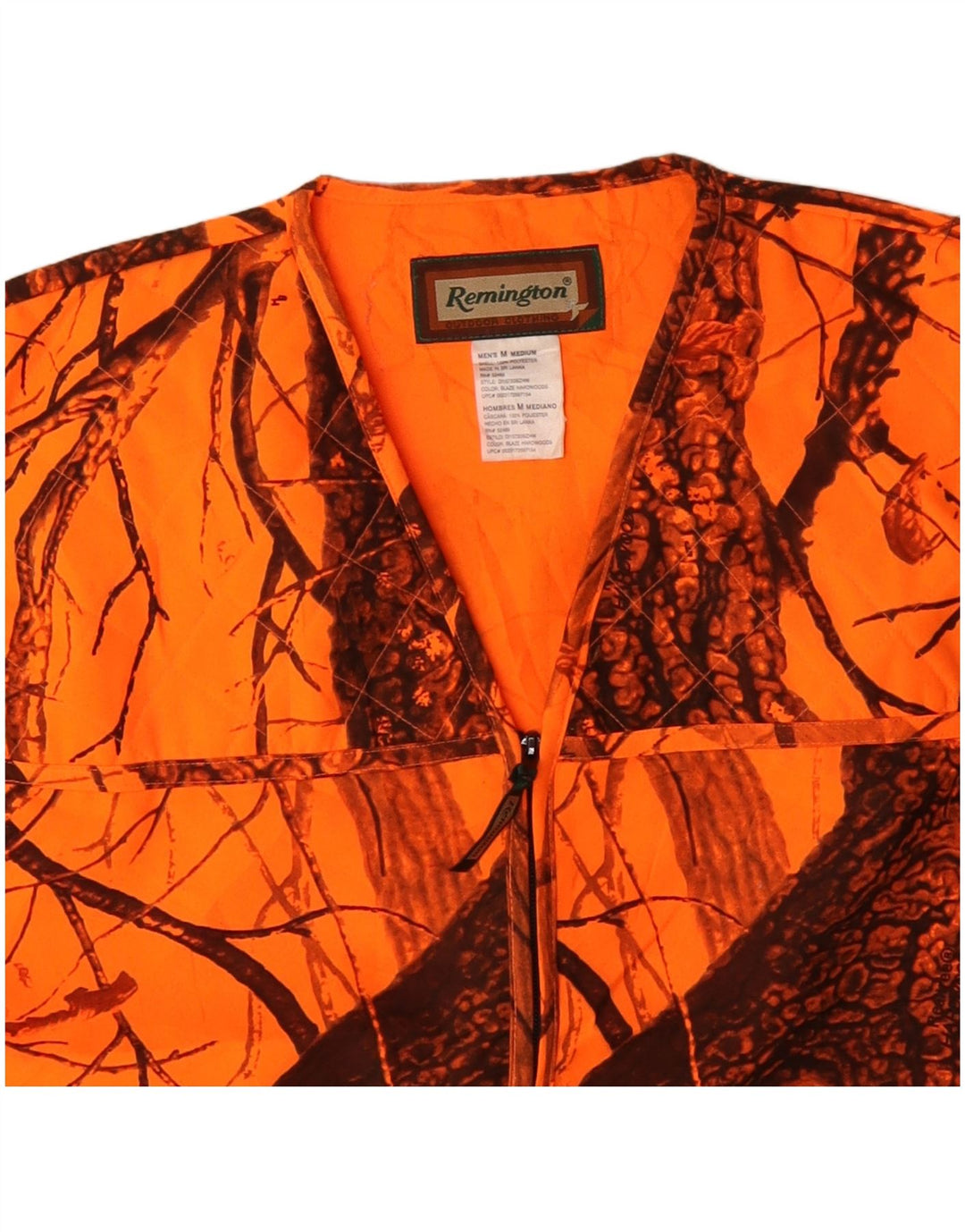 vintage Mens Utility Gilet UK 38 Moyen Orange Camouflage Polyester