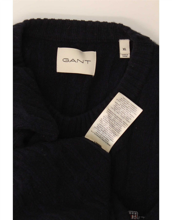 Gant Pull col rond homme XL bleu marine laine d'agneau