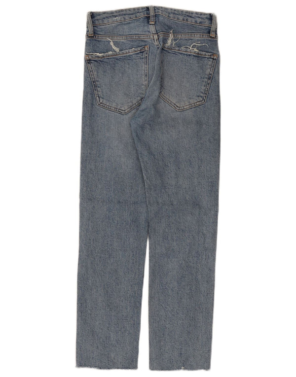 Zara Jean droit vieilli pour femme EU 32 2XS W22 L24 Bleu Coton