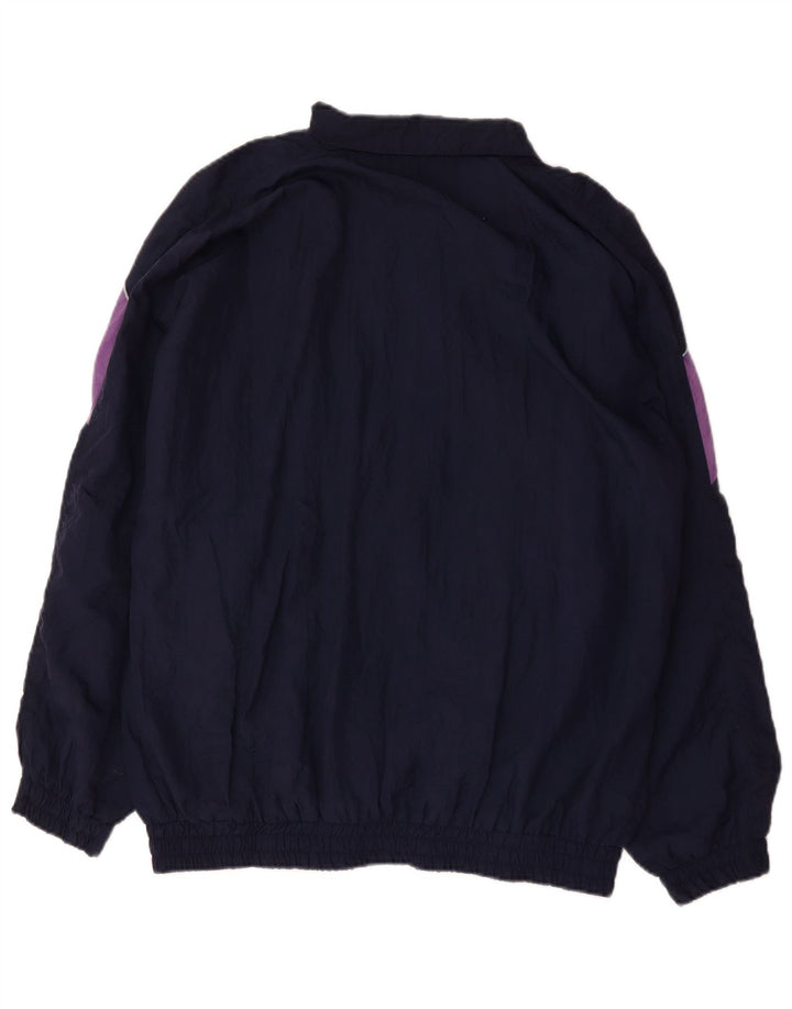 vintage Mens Survêtement Top Veste XL Bleu Marine Colourblock Polyamide