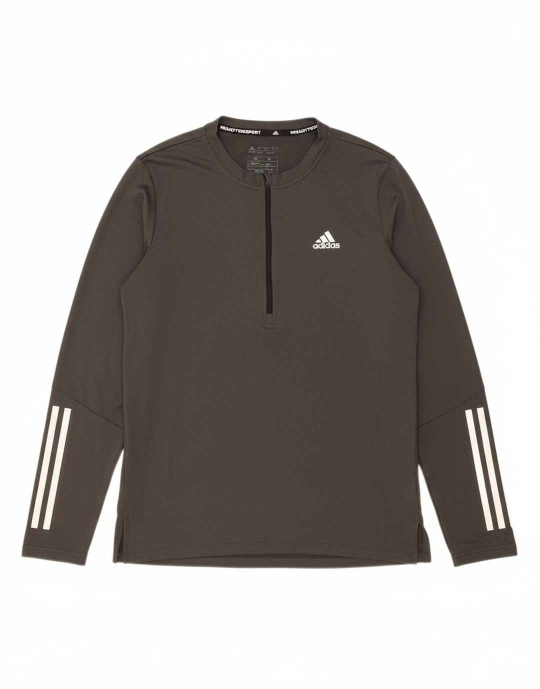 ADIDAS Mens Zip Neck Top Long Sleeve Small Grey Cotton