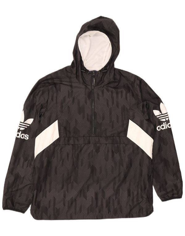 Adidas Veste Anorak à capuche graphique pour homme UK 42 XL Noir Colourblock