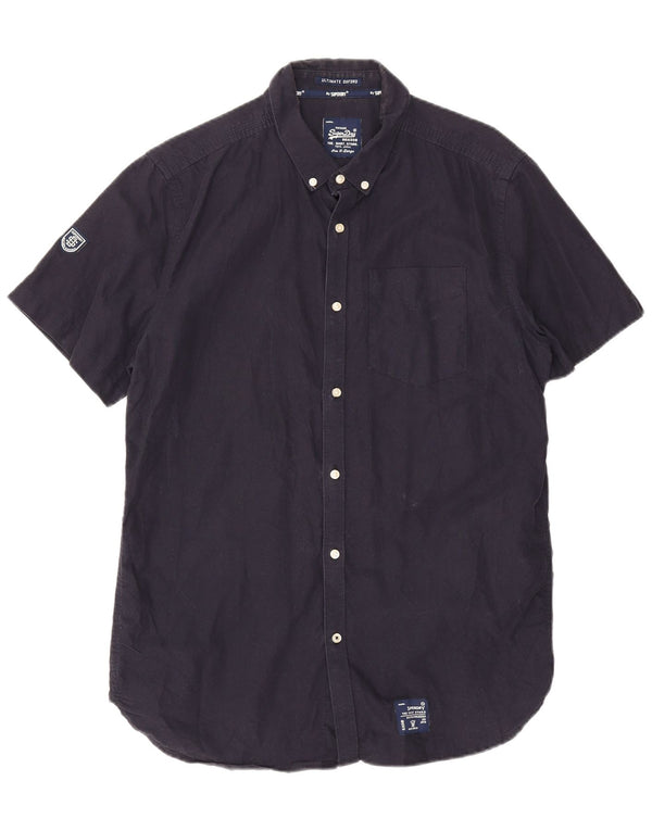 Superdry Chemise à Manches Courtes Homme XL Bleu Marine Coton