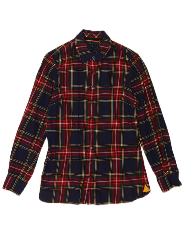 Tommy Hilfiger Chemise en flanelle pour femme US 8 Bleu marine moyen à carreaux en coton