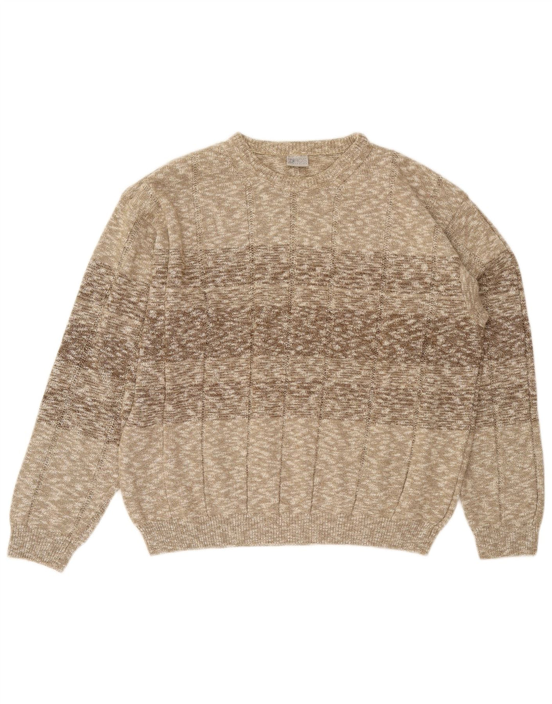 vintage Mens Crew Neck Jumper Pull XL Beige Moucheté