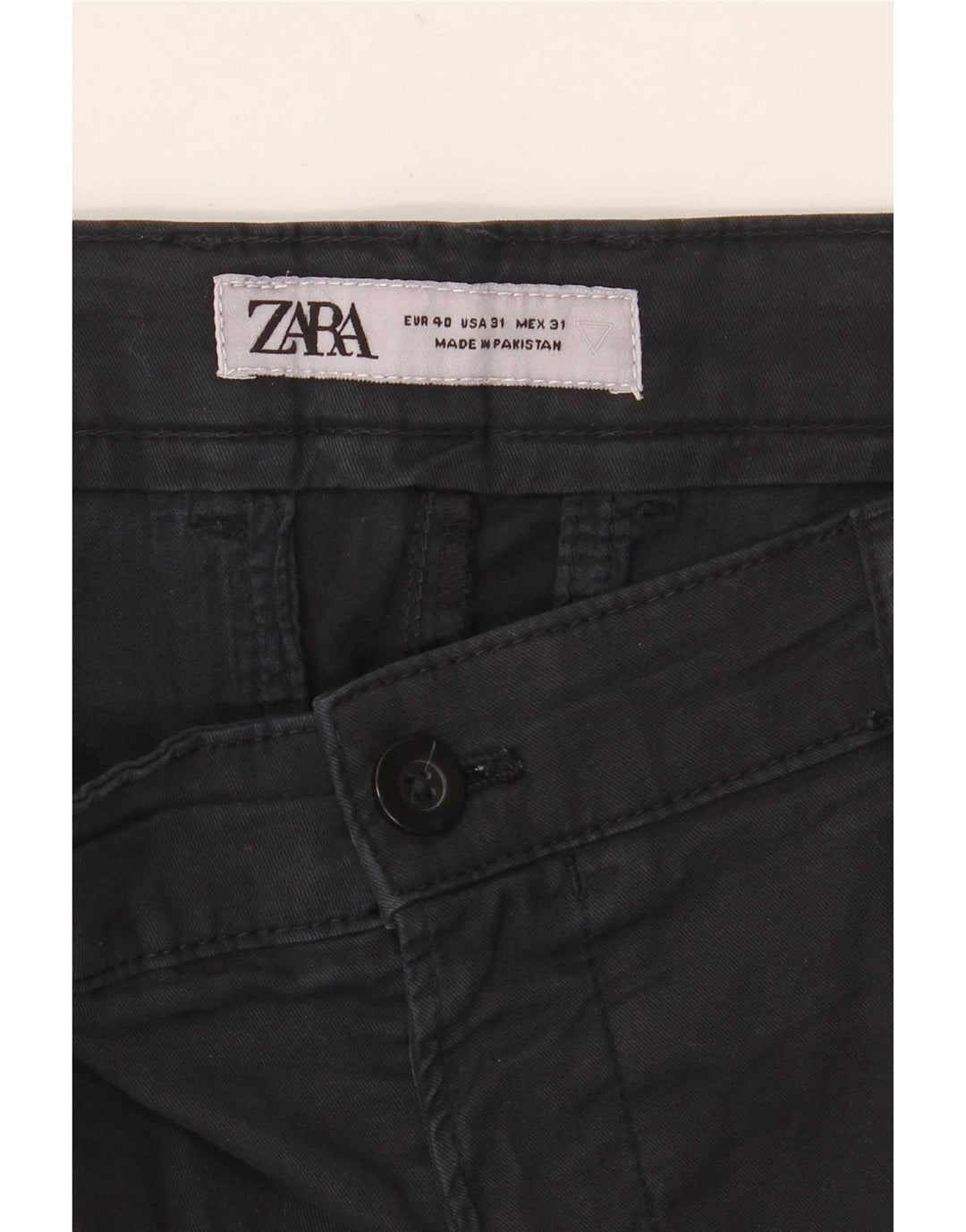 Zara Pantalon Chino Slim Homme EU 40 Medium W31 L26 Noir