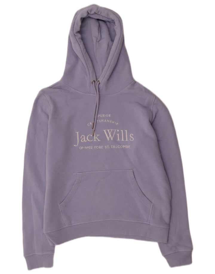 JACK WILLS Pull à capuche graphique pour femme UK 12 Coton violet moyen