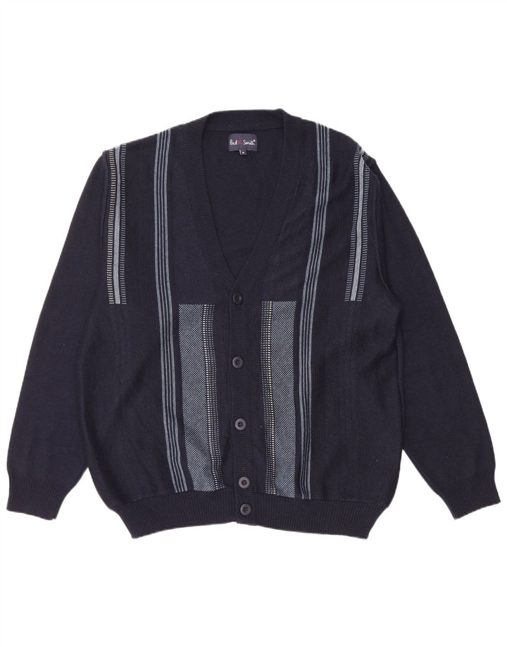 Paul Smith Homme Cardigan Pull Moyen Bleu Marine Rayé Polyacrylique