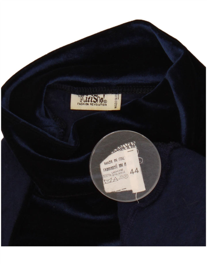 vintage Femmes Voir à travers Blouse Top IT 44 Laine Bleu Marine Moyenne