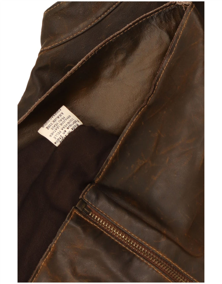 Veste en cuir homme vintage UK 36 Petit cuir marron