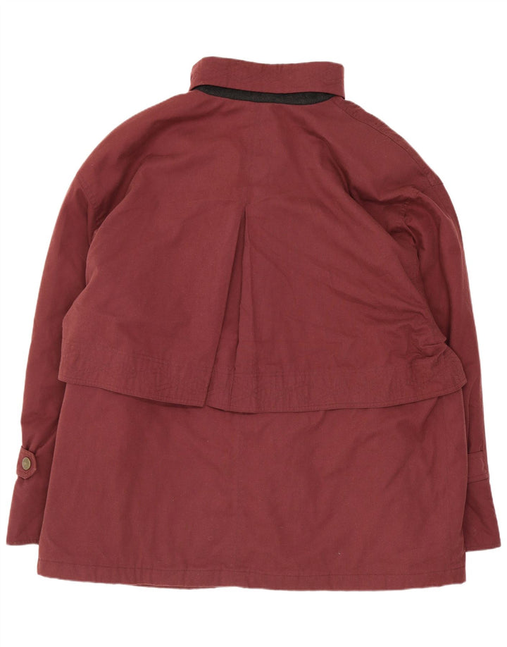 vintage Femmes Surdimensionné Coupe-Vent Manteau UK 18 XL Bordeaux Polyester