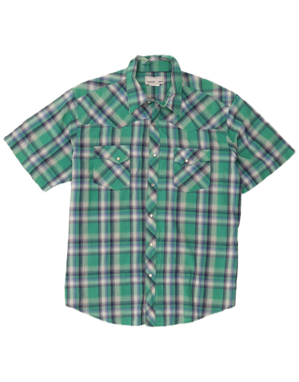 Wrangler Chemise à manches courtes pour homme XL en coton à carreaux verts