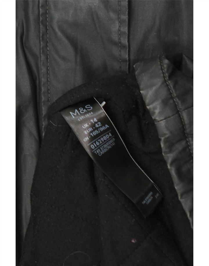 Marks & Spencer Veste parka cirée à capuche pour femme UK 14 Large Gris