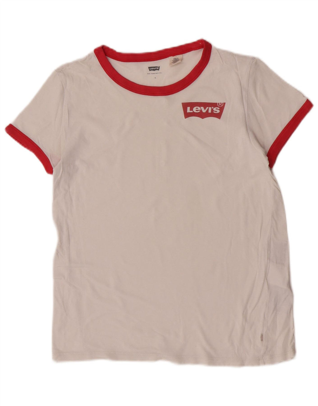 Levi's T-Shirt Femme UK 10 Petit Blanc Coton