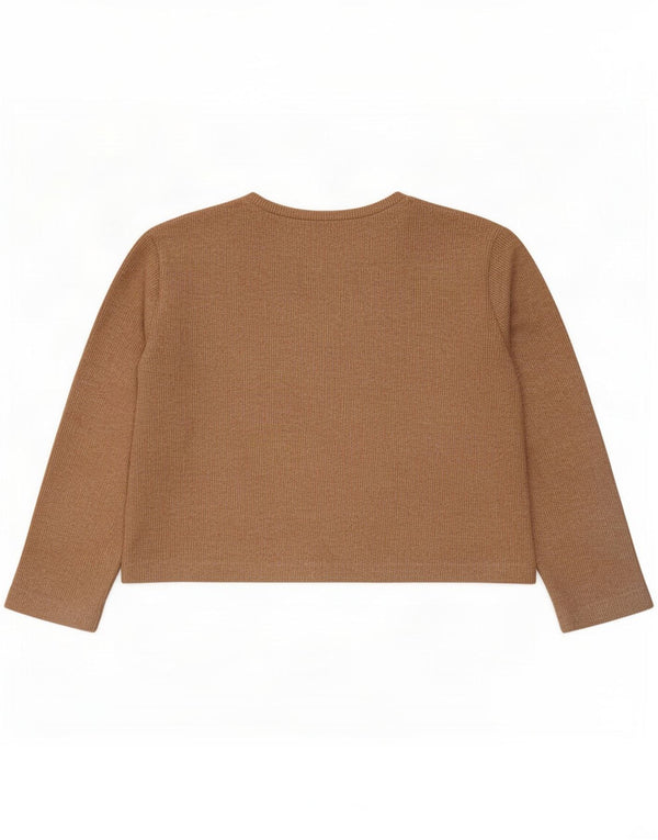 Zara Femme Crop Top Manches Longues UK 18 XL Beige