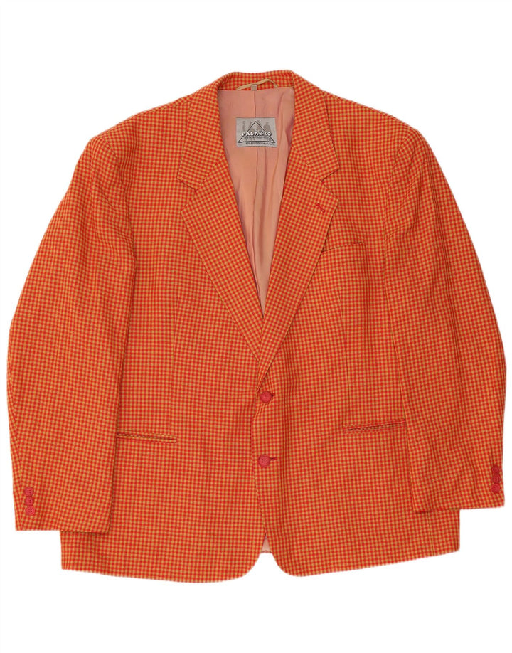 vintage Homme 2 Bouton Blazer Veste UK 40 Grande Viscose Vichy Jaune