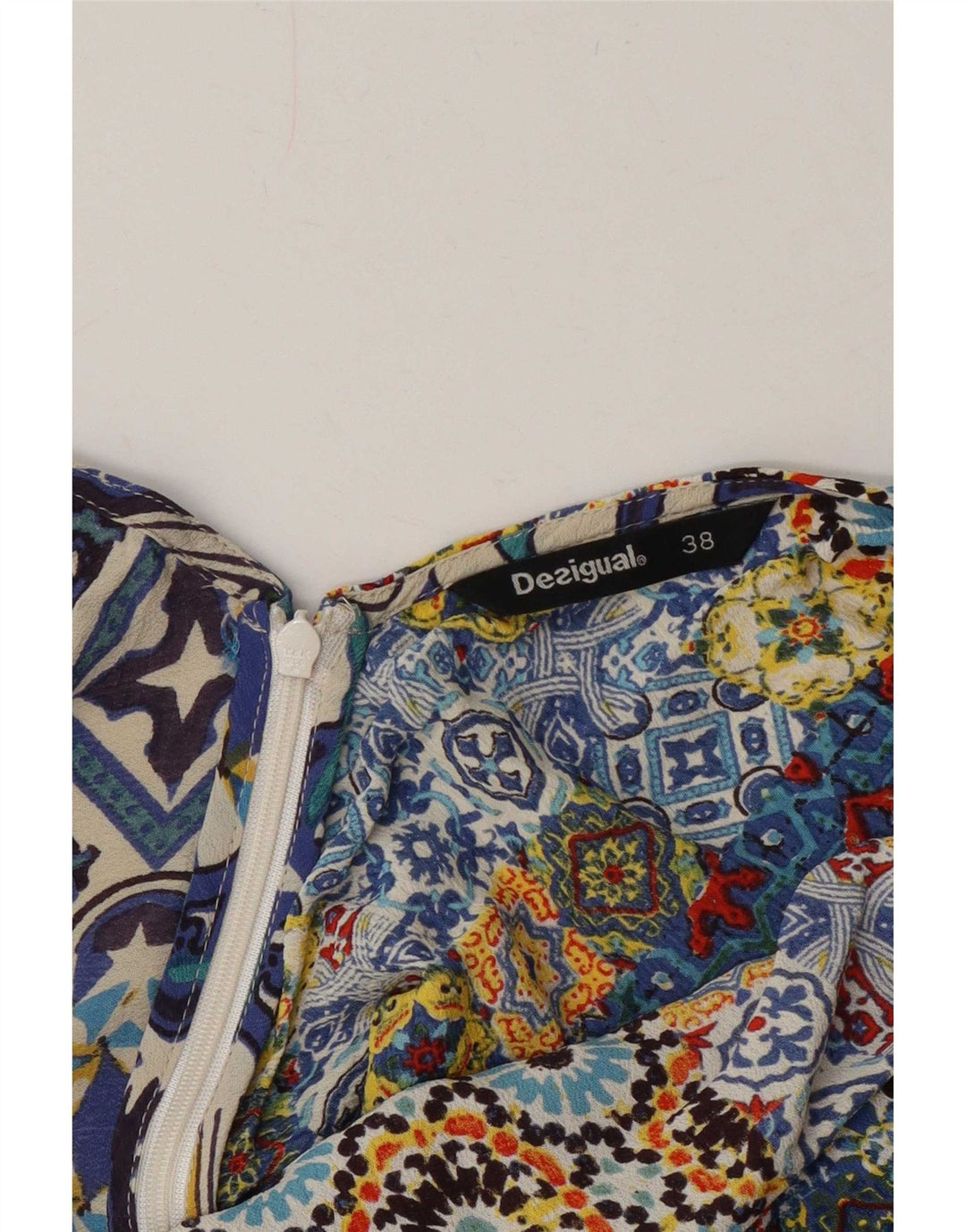 Desigual Robe trapèze graphique pour femme EU 38 Medium Multicolore Patchwork