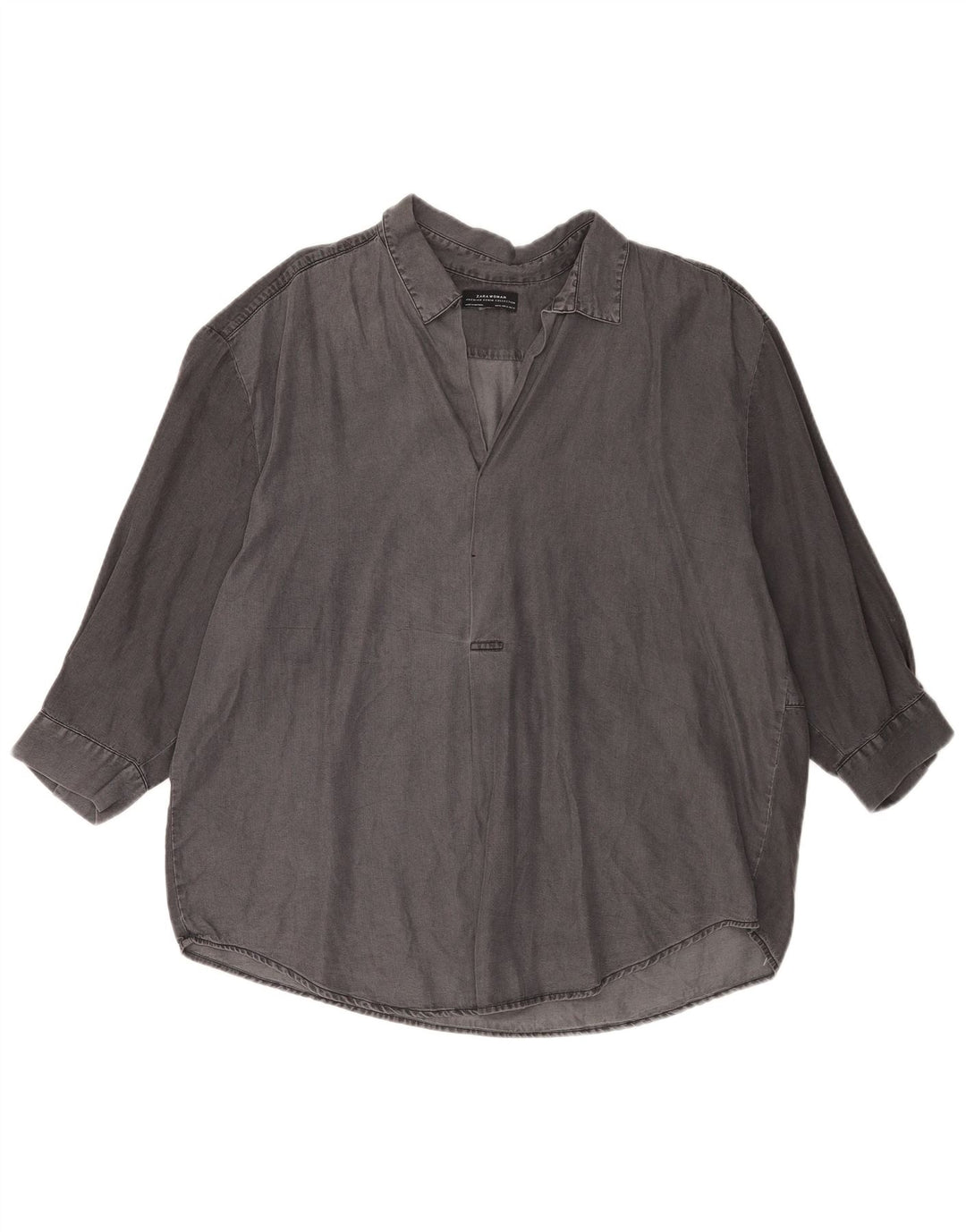 Zara Chemise pull surdimensionnée à manches 3/4 pour femme UK 18 XL Gris Lyocell