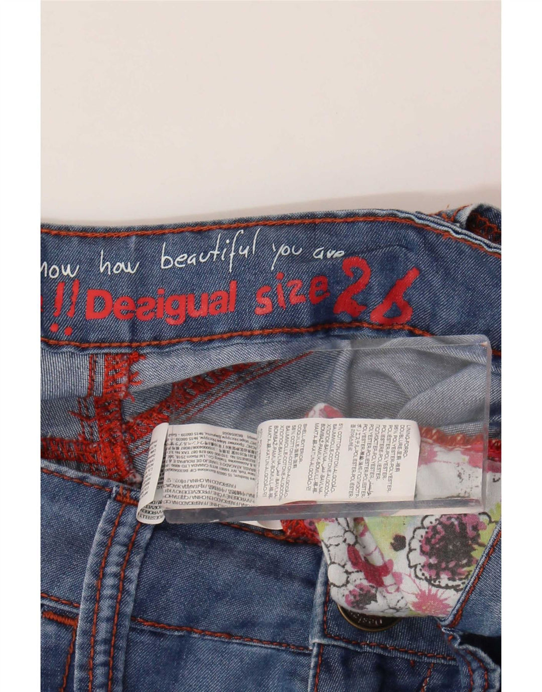 Desigual Femme Pantalon Sarouel Graphique W26 L20 Bleu Floral Polyester