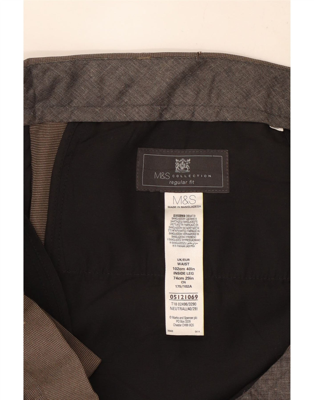 Marks & Spencer Pantalon de costume coupe classique pour homme W40 L29 Marron Polyester