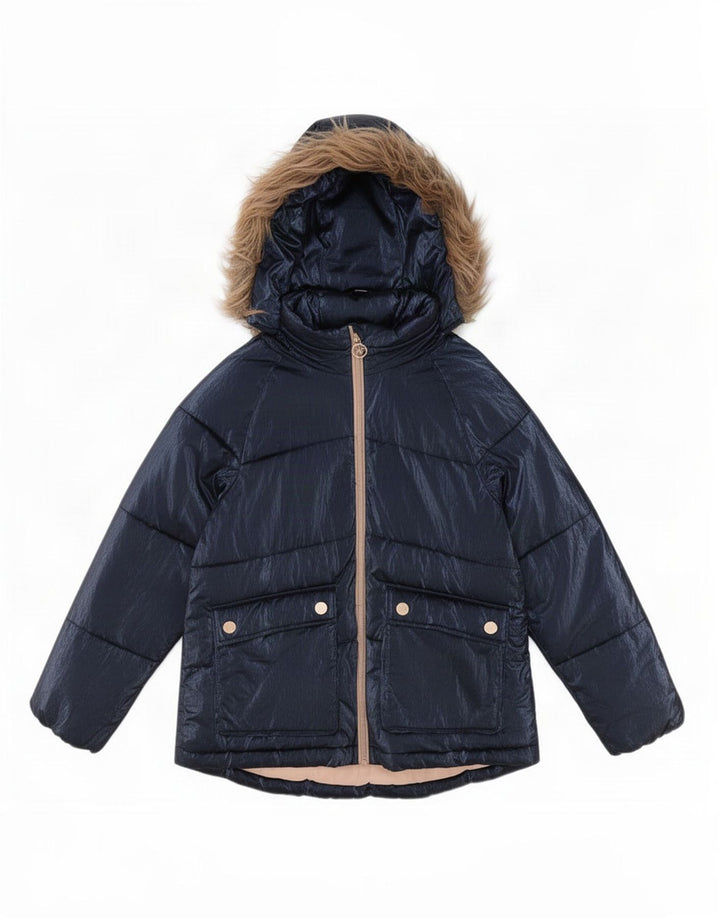 Michael Kors Veste matelassée à capuche pour fille 10-11 ans Bleu marine Polyester