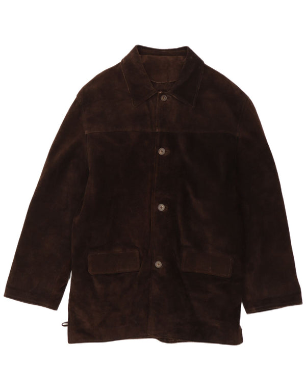 vintage Mens Daim Coupe-vent Manteau UK 40 Grand Cuir Marron