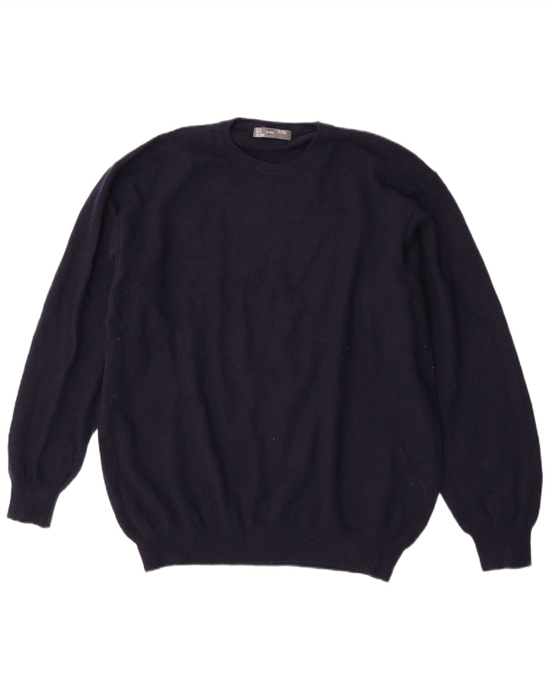 Zara Pull ras du cou pour homme XL en laine bleu marine