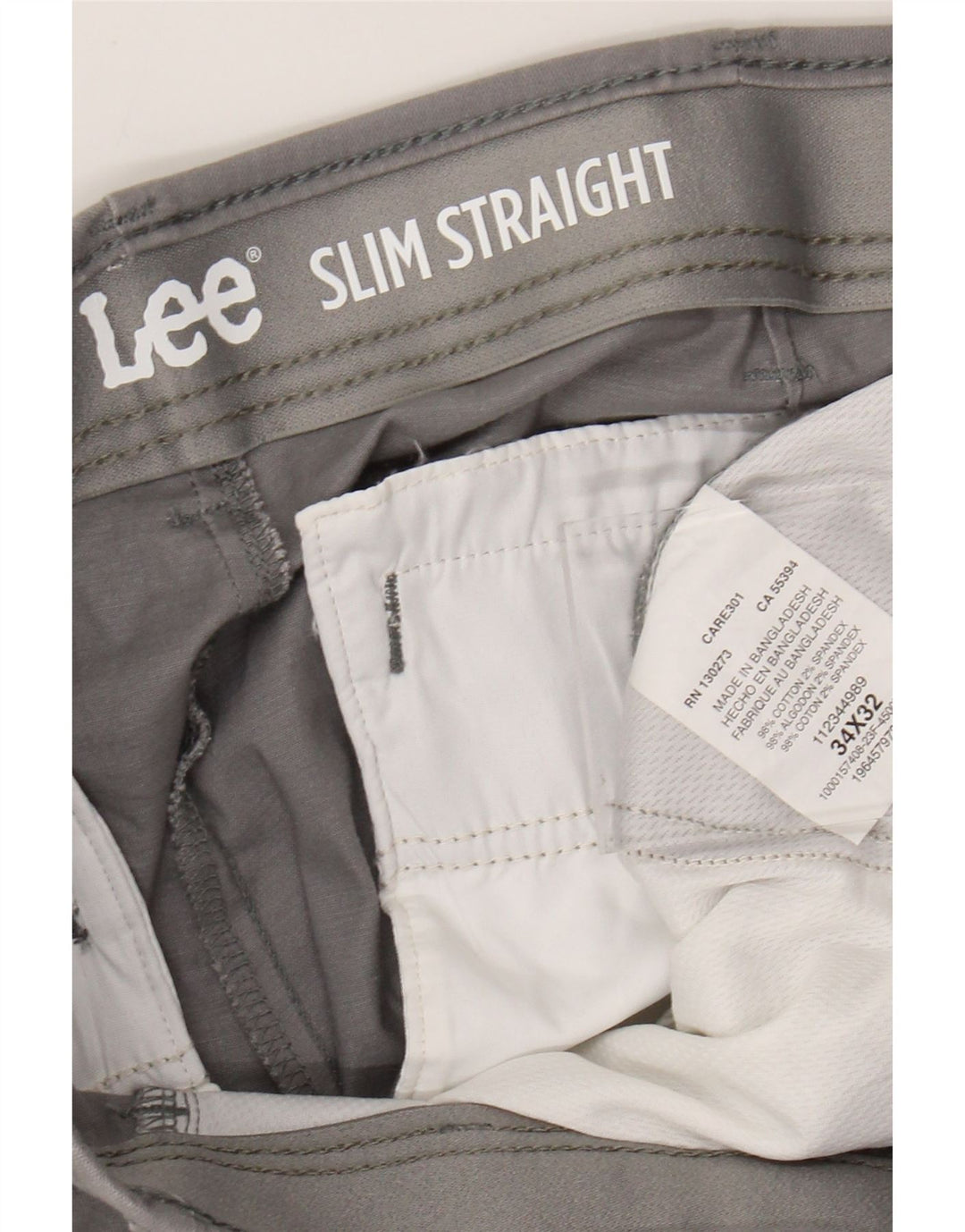 LEE Pantalon court droit slim pour homme W34 L24 Gris Coton