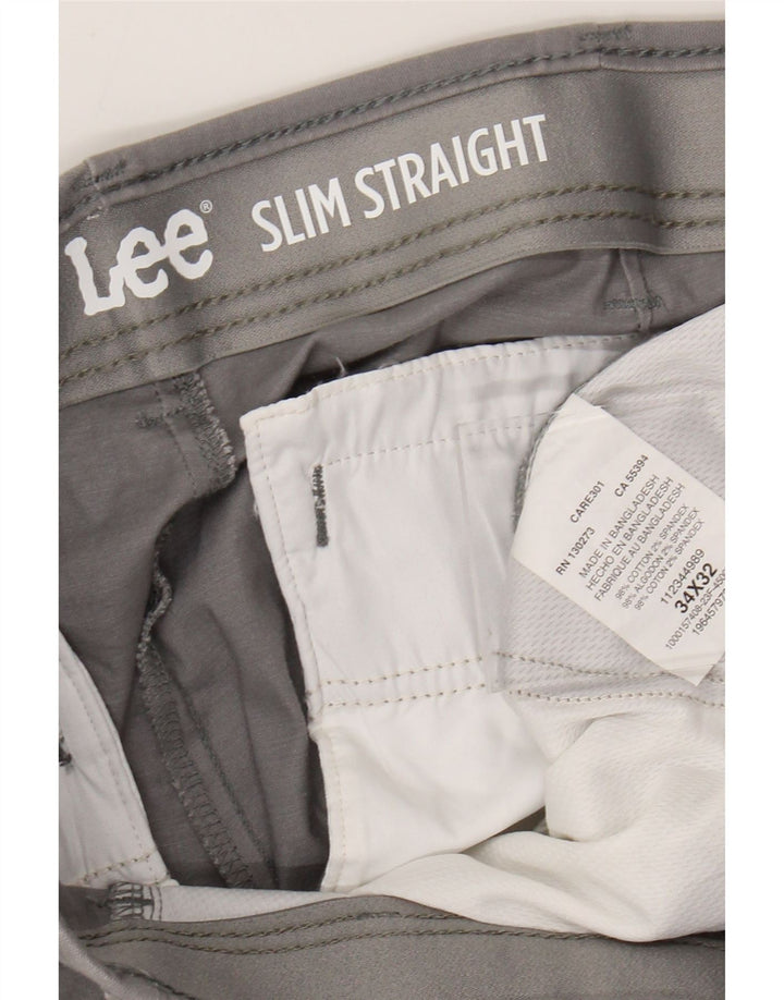 LEE Pantalon court droit slim pour homme W34 L24 Gris Coton