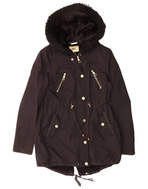 Lipsy Parka à capuche pour femme UK 8 Small Noir Polyester