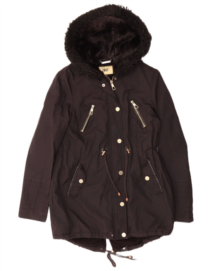 Lipsy Parka à capuche pour femme UK 8 Small Noir Polyester