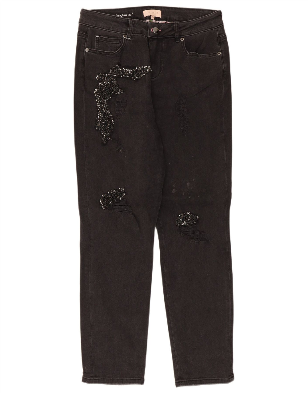 Ted Baker Jean slim effet vieilli W28 L28 pour femme en coton noir