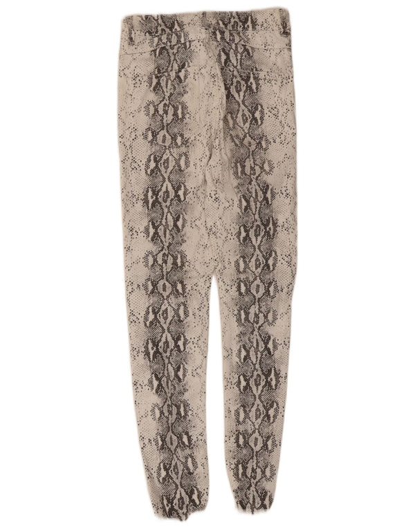 Zara Womens Skinny Casual Trousers EU 36 XS W26 L27 White Animal Print