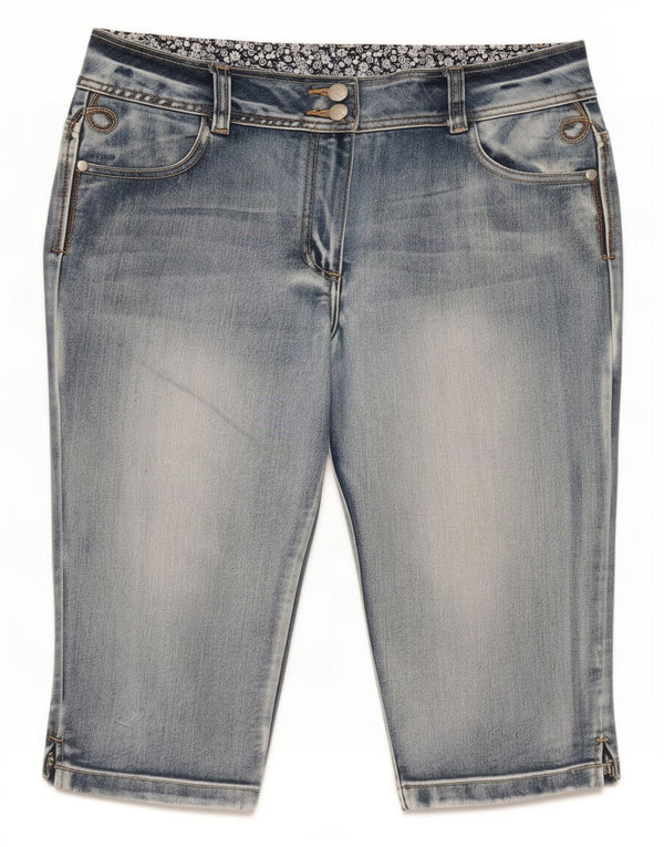 M&Co Bermuda en jean pour femme UK 14 Large W34 Bleu Coton