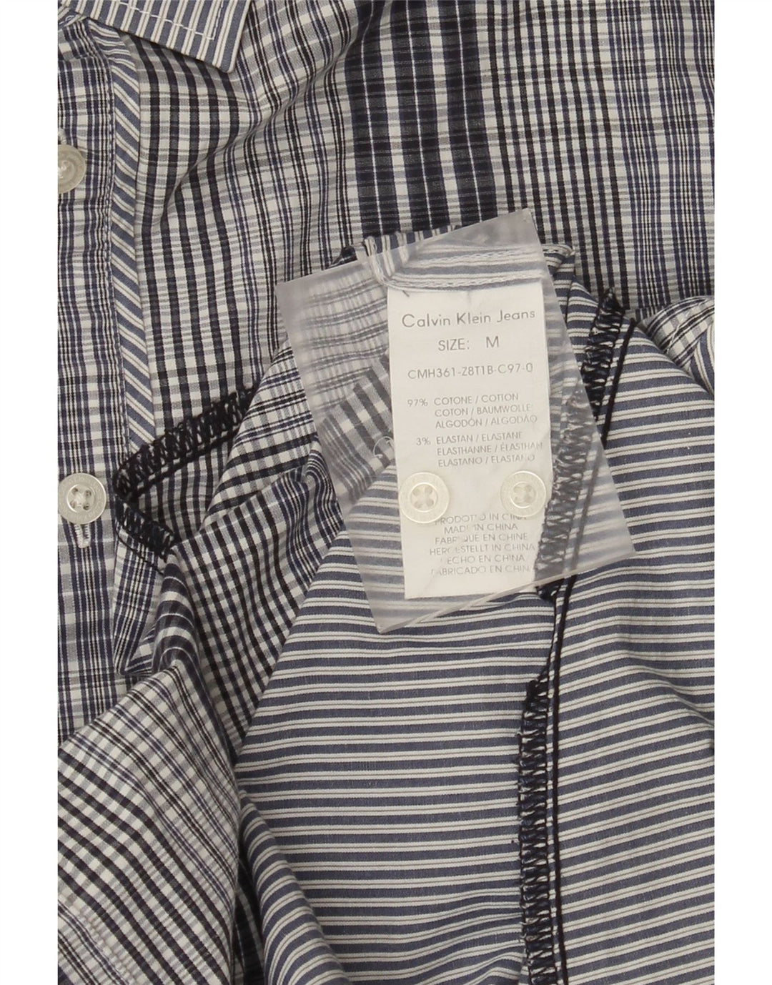 Calvin Klein Jeans Chemise Homme Bleu Moyen Carreaux Coton