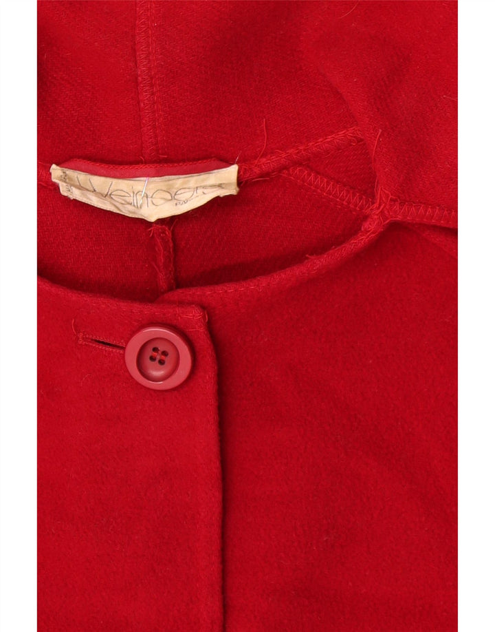 vintage Femme Front Tie Pardessus UK 18 XL Laine Rouge
